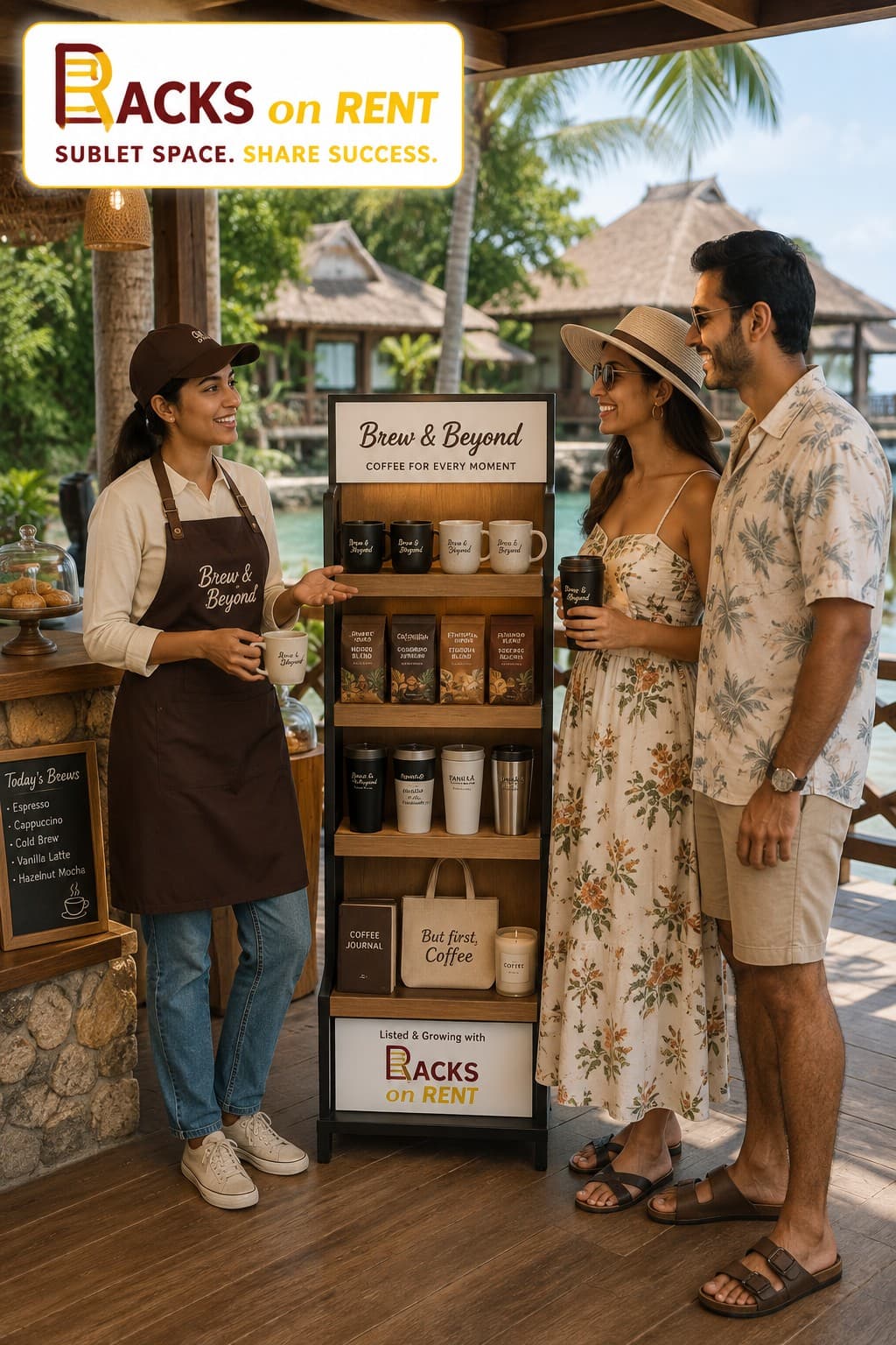 Specialty foods and local product brands displayed on supermarket racks